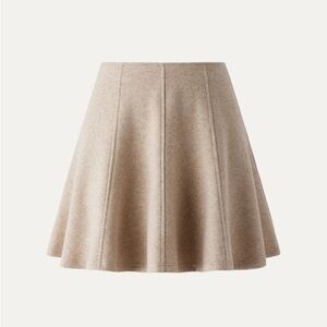 OGL Tan Pleated A-Line Mini Skirt Casual